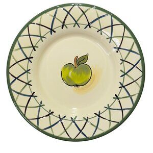 Handcrafted TableTops Gallery Fruit Lattice Ceramic Plate With Apple Design 11"